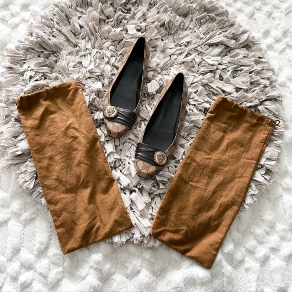 Gucci Beige Guccissima Hysteria Leather Ballet Flats